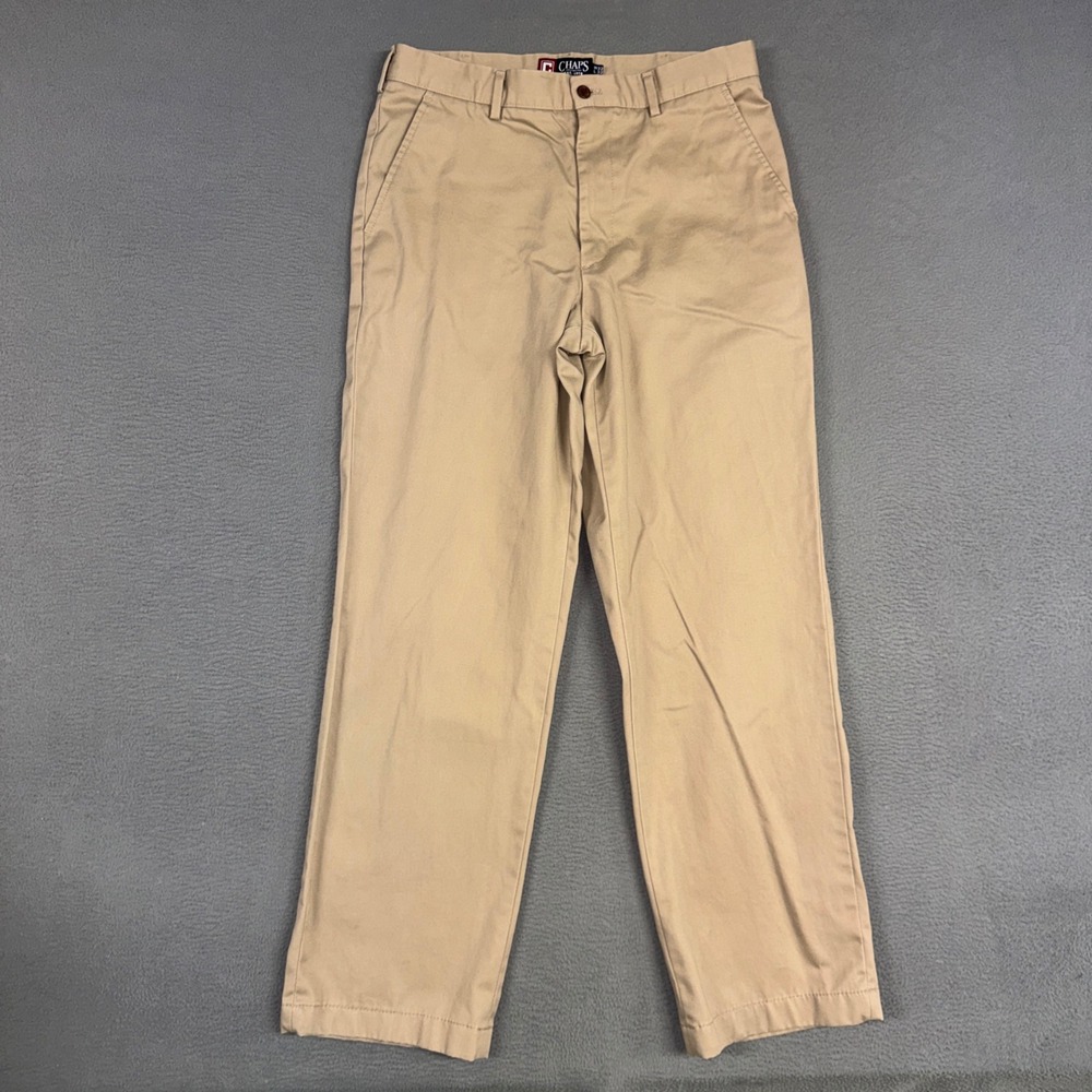 Chaps Pants Mens 32x32 Tan Brown Khaki Straight Leg Cotton Twill Casual Chino